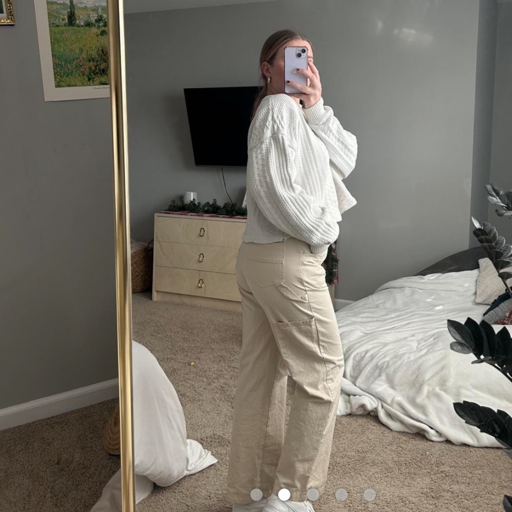 Princess Polly cream carpenter pants